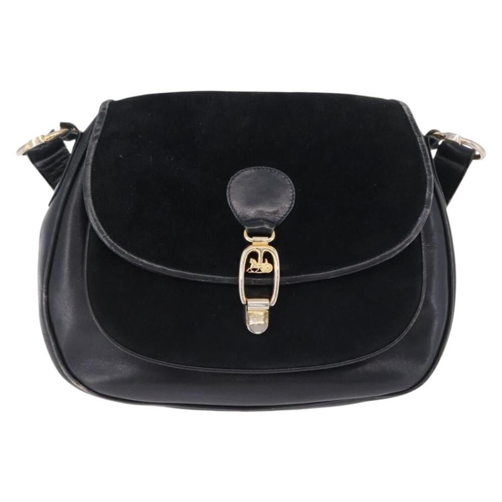Celine Suede Classic Shoulder Bag Black
